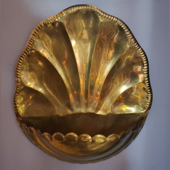 Vintage Other - Vintage Brass Wall Pocket planter wall decor